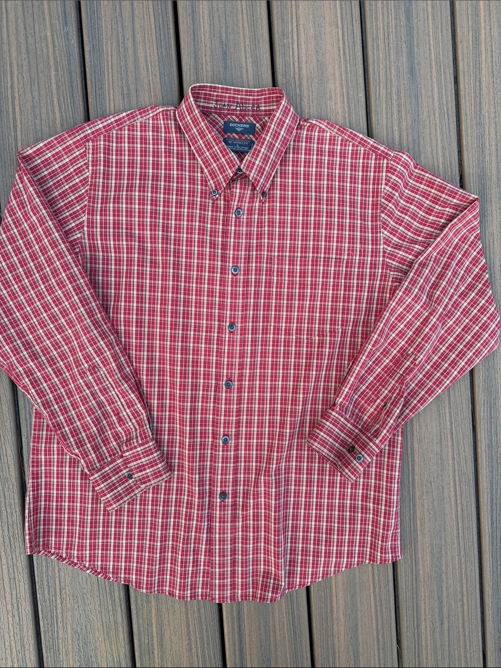 Dockers Red and White Plaid Button-Down Shirt